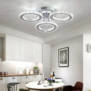 GobekUsa Crystal Chandelier 3Rings Chrome Pendant Light for Bedroom Living Room