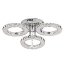 GobekUsa Crystal Chandelier 3Rings Chrome Pendant Light for Bedroom Living Room