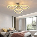 GobekUsa Crystal Chandelier 3Rings Chrome Pendant Light for Bedroom Living Room