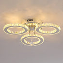 GobekUsa Crystal Chandelier 3Rings Chrome Pendant Light for Bedroom Living Room