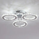 GobekUsa Crystal Chandelier 3Rings Chrome Pendant Light for Bedroom Living Room