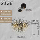 GobekUsa Crystal Chandelier: Black/Gold/Chrome Ceiling Lamp for Living Room & Dining Table
