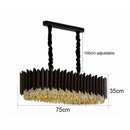 GobekUsa Crystal Chandelier: Black Gold Round LED Pendant Light for Living Room or Bedroom