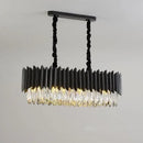 GobekUsa Crystal Chandelier: Black Gold Round LED Pendant Light for Living Room or Bedroom