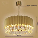 GobekUsa Crystal Chandelier: Black Gold Round LED Pendant Light for Living Room or Bedroom