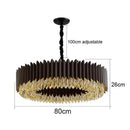 GobekUsa Crystal Chandelier: Black Gold Round LED Pendant Light for Living Room or Bedroom