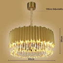 GobekUsa Crystal Chandelier: Black Gold Round LED Pendant Light for Living Room or Bedroom