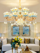 GobekUsa Crystal Chandelier: Chinese Ceramic Living Room Luxe Lighting