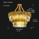 GobekUsa Crystal Chandelier: Dimmable Gold/Black Stainless Steel Hanging Lamp