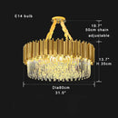 GobekUsa Crystal Chandelier: Dimmable Gold/Black Stainless Steel Hanging Lamp