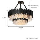 GobekUsa Crystal Chandelier: Dimmable Gold/Black Stainless Steel Hanging Lamp