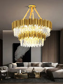 GobekUsa Crystal Chandelier: Dimmable Gold/Black Stainless Steel Hanging Lamp