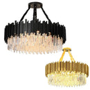 GobekUsa Crystal Chandelier: Dimmable Gold/Black Stainless Steel Hanging Lamp
