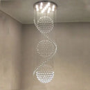 GobekUsa Crystal Chandelier Double Staircase LED Pendant Lights for Stylish Hotel & Villa Hall