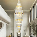 GobekUsa Crystal Chandelier: Duplex Building Spiral Staircase Contemporary Light Luxury Fixture