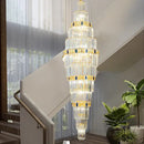 GobekUsa Crystal Chandelier: Duplex Building Spiral Staircase Contemporary Light Luxury Fixture