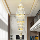 GobekUsa Crystal Chandelier: Duplex Building Spiral Staircase Contemporary Light Luxury Fixture