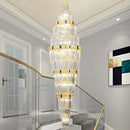 GobekUsa Crystal Chandelier: Duplex Building Spiral Staircase Contemporary Light Luxury Fixture