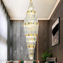 GobekUsa Crystal Chandelier: Duplex Building Spiral Staircase Contemporary Light Luxury Fixture
