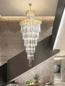 GobekUsa Crystal Chandelier: Duplex Villa Spiral Staircase Pendant Light