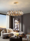 GobekUsa Crystal Chandelier: Elegant Ceiling Hanging Light for Living Room & Dining Table