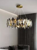 GobekUsa Crystal Chandelier: Elegant Ceiling Hanging Light for Living Room & Dining Table