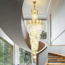 GobekUsa Crystal Chandelier: Elegant minimalist duplex living room lighting with a touch of luxury.