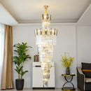 GobekUsa Crystal Chandelier: Elegant minimalist duplex living room lighting with a touch of luxury.