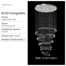 GobekUsa Crystal Chandelier for High Ceilings Living Room - Modern Luxury Spiral Stair Pendant Lamp