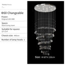 GobekUsa Crystal Chandelier for High Ceilings Living Room - Modern Luxury Spiral Stair Pendant Lamp