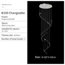 GobekUsa Crystal Chandelier for High Ceilings Living Room - Modern Luxury Spiral Stair Pendant Lamp