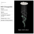 GobekUsa Crystal Chandelier for High Ceilings Living Room - Modern Luxury Spiral Stair Pendant Lamp