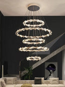 GobekUsa Crystal Chandelier for Luxury Living Spaces ★ Modern Duplex Ring Light Fixtures
