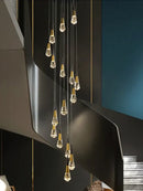 GobekUsa Crystal Chandelier for Stairwell and Living Room Dimming Lighting