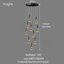 GobekUsa Crystal Chandelier for Stairwell and Living Room Dimming Lighting