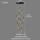 GobekUsa Crystal Chandelier for Stairwell and Living Room Dimming Lighting