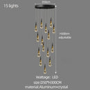 GobekUsa Crystal Chandelier for Stairwell and Living Room Dimming Lighting