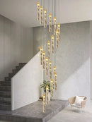 GobekUsa Crystal Chandelier for Two-storey Foyer & Circular Stairwell