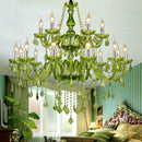 GobekUsa Crystal Chandelier: Glamorous Green Lighting for Wedding Parlor, Bedroom, and More