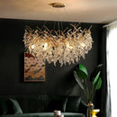 GobekUsa Crystal Chandelier: Gold Branch Lustre Pendant Light for Dining Room