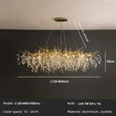 GobekUsa Crystal Chandelier: Gold Branch Lustre Pendant Light for Dining Room