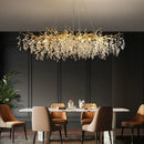 GobekUsa Crystal Chandelier: Gold Branch Lustre Pendant Light for Dining Room