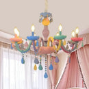 GobekUsa Crystal Chandelier Kids Bedroom Rainbow Candle Light Fixture