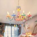 GobekUsa Crystal Chandelier Kids Bedroom Rainbow Candle Light Fixture