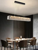 GobekUsa Crystal Chandelier: LED Ceiling Dining Room Lighting for Long Table Decor