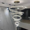 GobekUsa Crystal Chandelier: LED Dimmable Pendant Light for Stairs, LED Luminaria Fixture