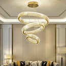 GobekUsa Crystal Chandelier: LED Dimmable Pendant Light for Stairs, LED Luminaria Fixture
