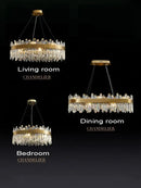 GobekUsa Crystal Chandelier LED Dining Room Light Gold Lustres