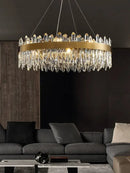 GobekUsa Crystal Chandelier LED Dining Room Light Gold Lustres