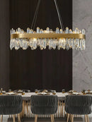 GobekUsa Crystal Chandelier LED Dining Room Light Gold Lustres